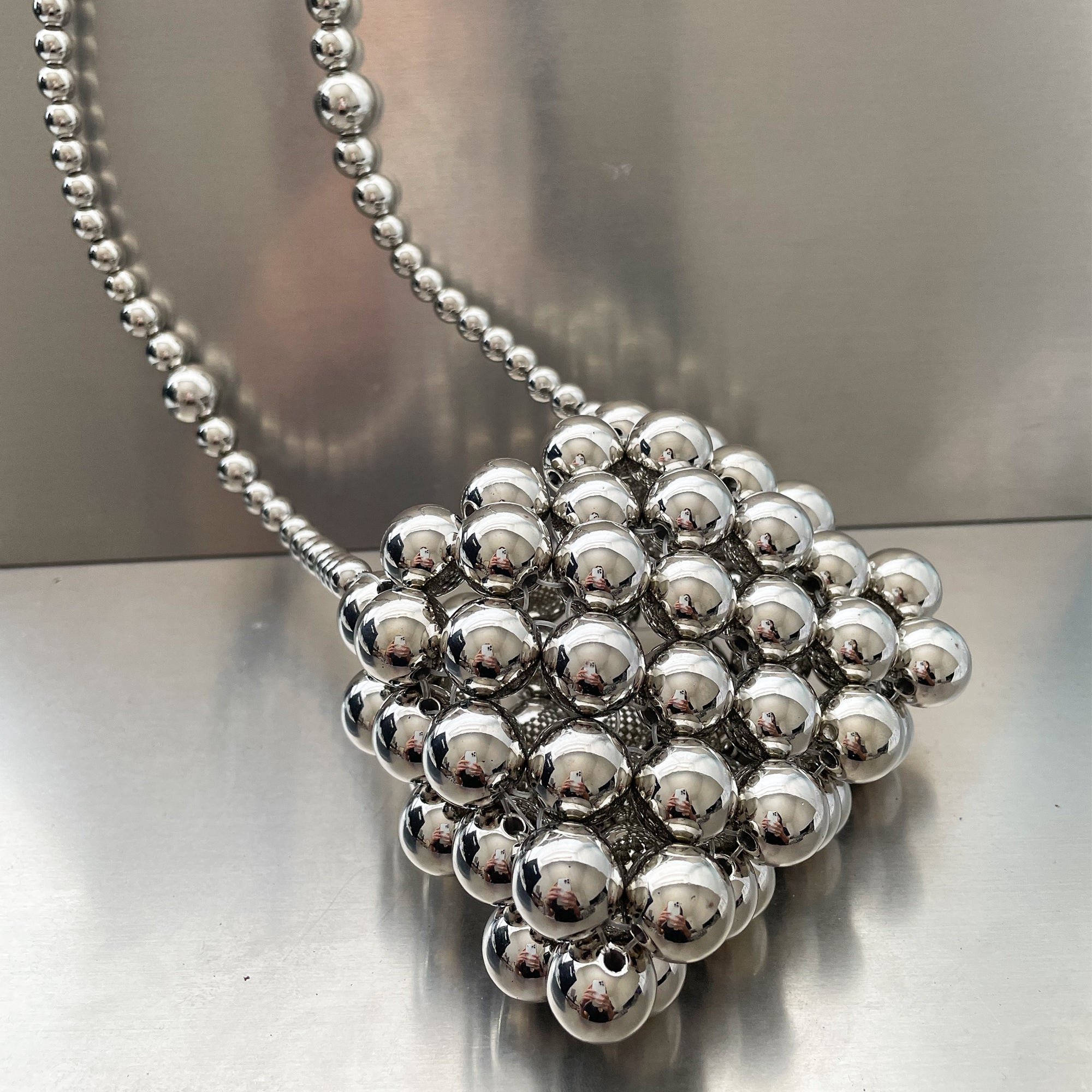 Silver Beaded Mini Bag