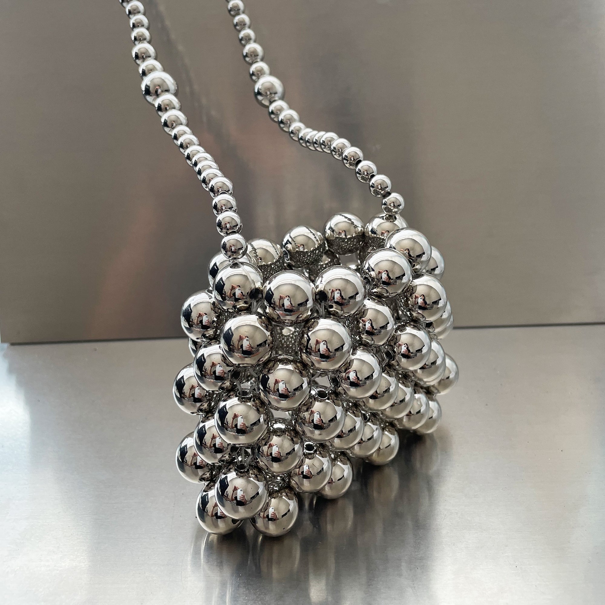 Silver Beaded Mini Bag