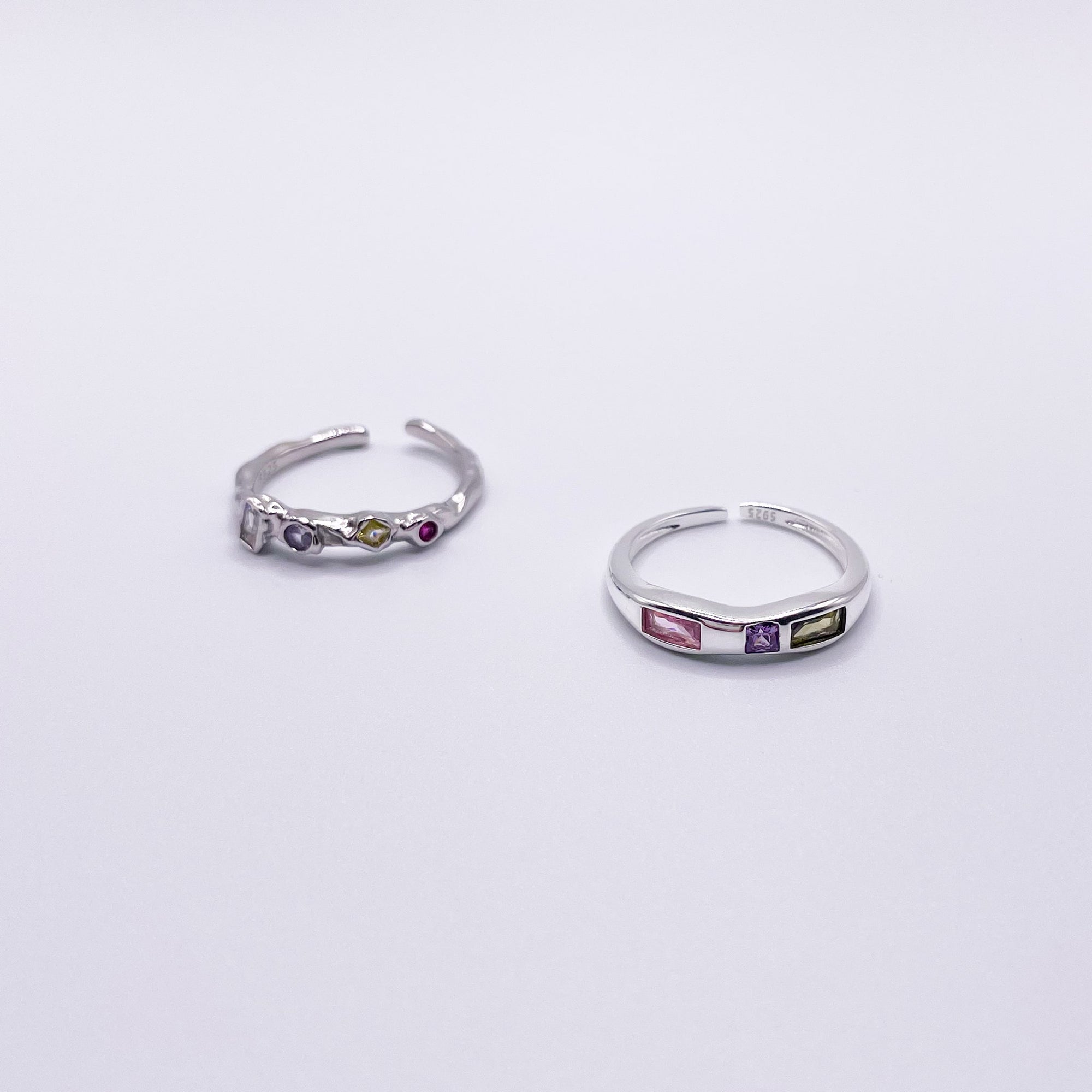 Multicolour Stone Ring Set