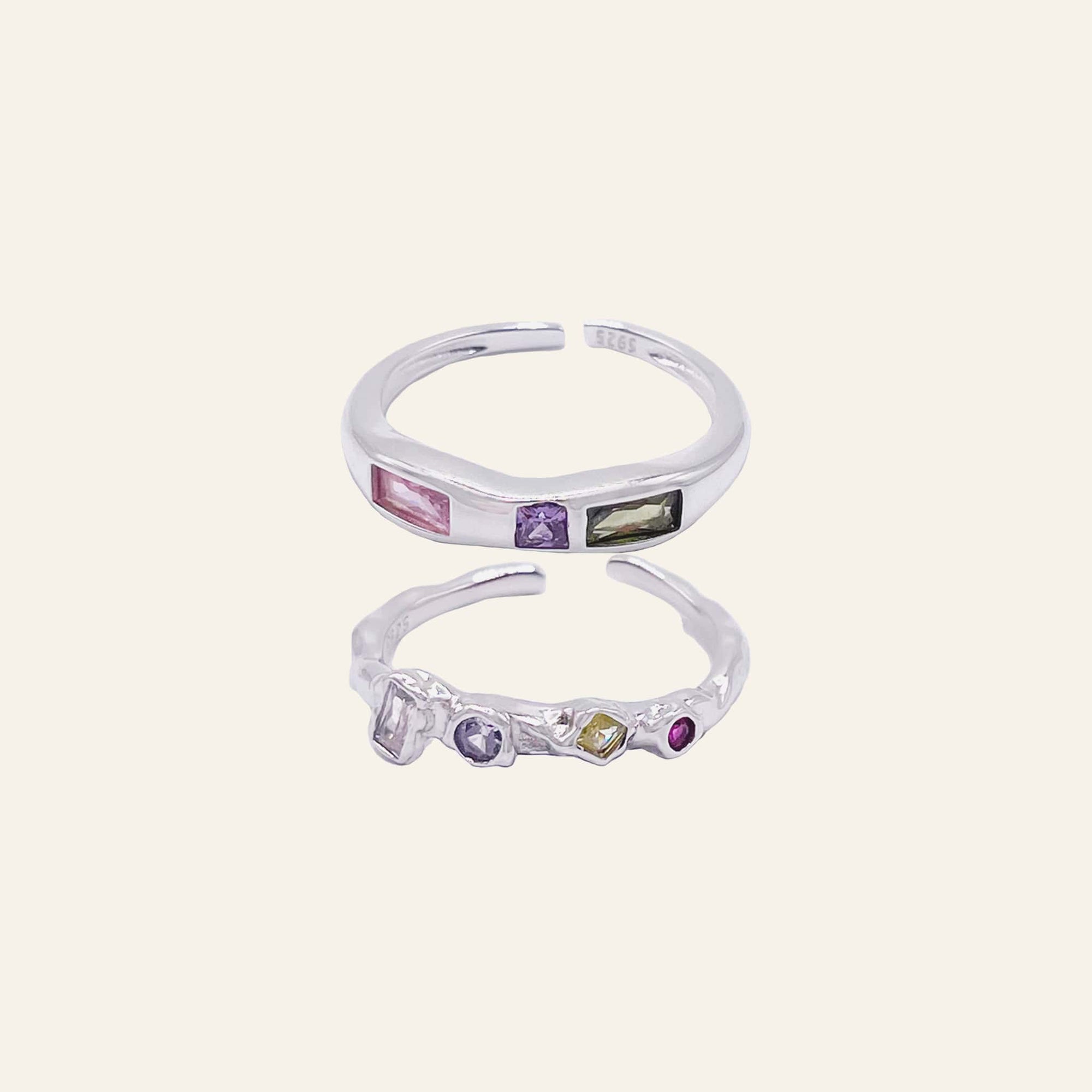 Multicolour Stone Ring Set